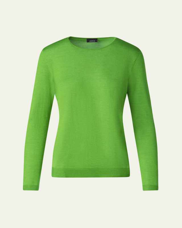 Seamless Cashmere-Silk Crewneck Sweater